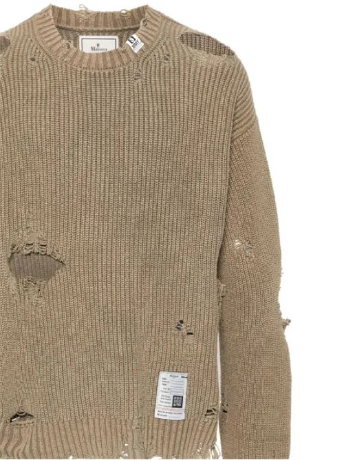 Knitwear light brown distressed sweater Mihara Yasuhiro | J12SW502KHAKI